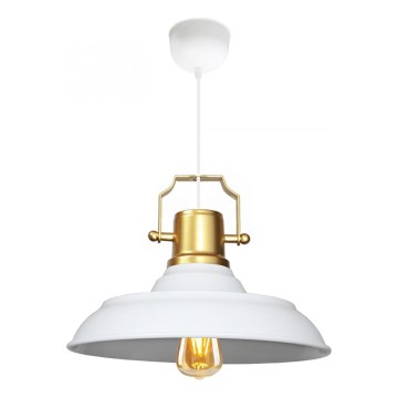 Luster na lanku AYD 1xE27/40W/230V biela+/zlatá