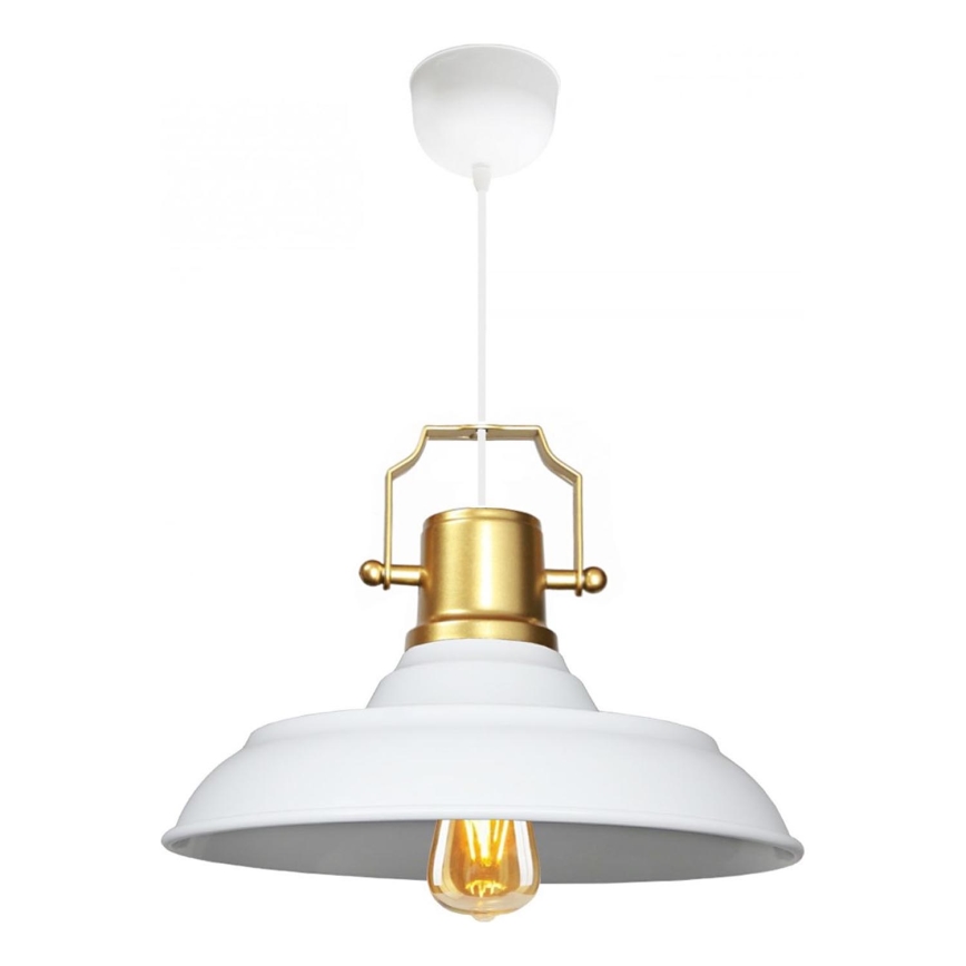 Luster na lanku AYD 1xE27/40W/230V biela+/zlatá
