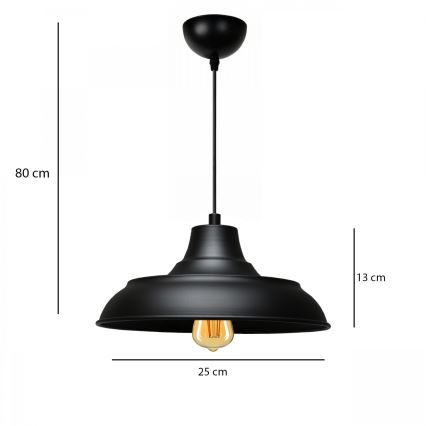 Luster na lanku AYD 1xE27/40W/230V čierna