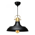 Luster na lanku AYD 1xE27/40W/230V čierna/zlatá