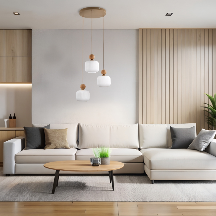 Luster na lanku BALLO 3xE14/10W/230V béžová