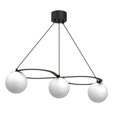 Luster na lanku BALLO 3xE27/15W/230V čierna/biela