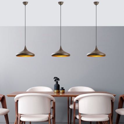Luster na lanku BAREK 1xE27/40W/230V šedá