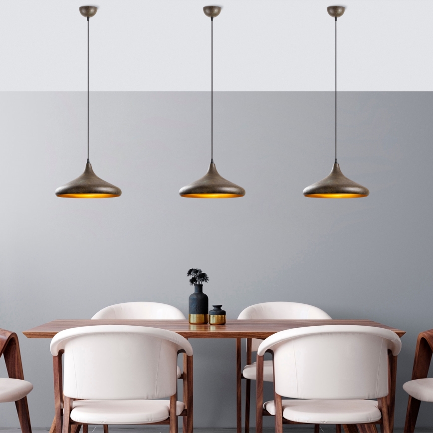 Luster na lanku BAREK 1xE27/40W/230V šedá