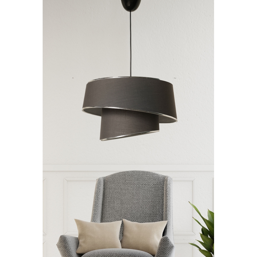 Luster na lanku BARETTE 1xE27/60W/230V antracit/lesklý chróm