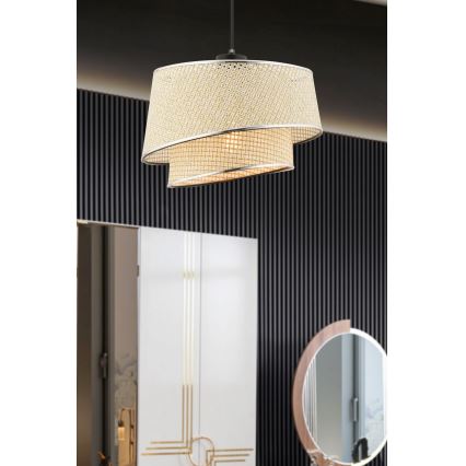 Luster na lanku BARETTE 1xE27/60W/230V krémová/lesklý chrom