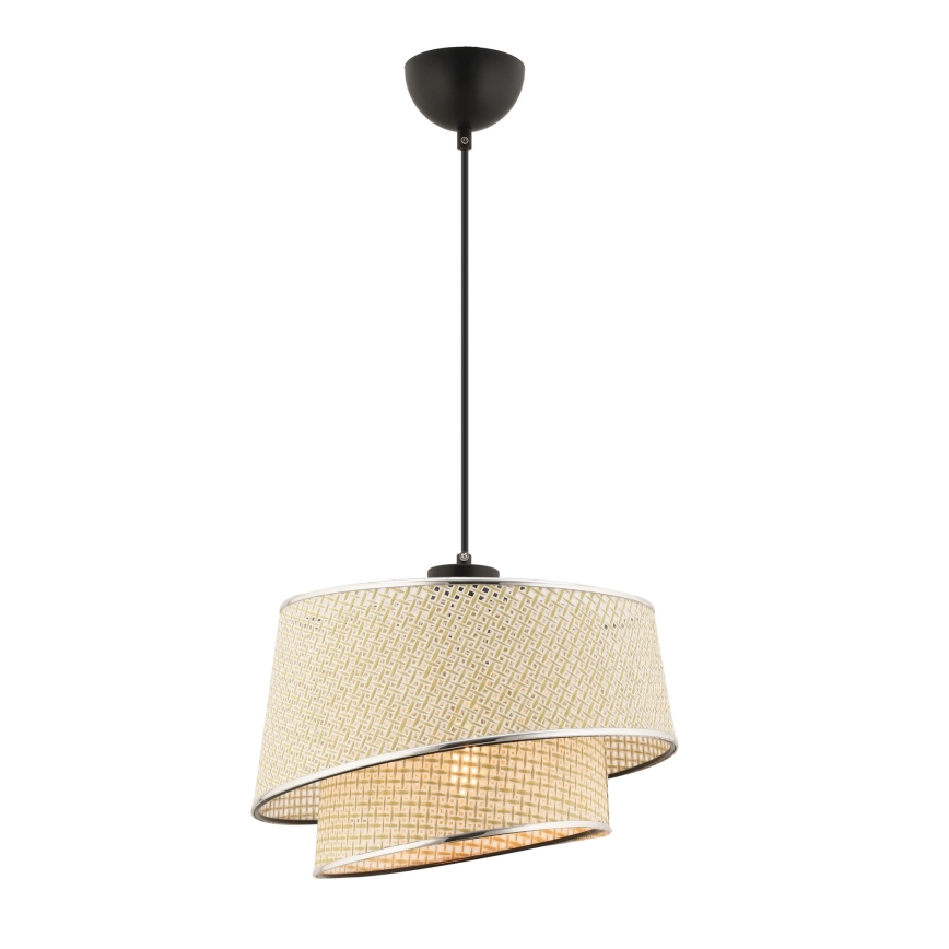 Luster na lanku BARETTE 1xE27/60W/230V krémová/lesklý chrom