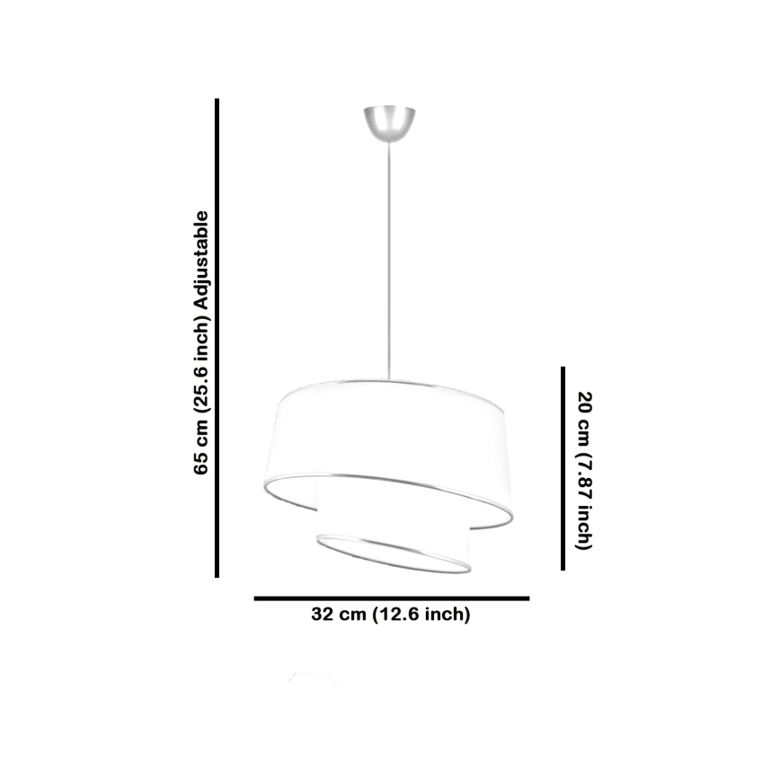Luster na lanku BARETTE 1xE27/60W/230V krémová/lesklý chrom