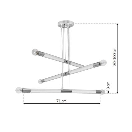 Luster na lanku BASTONE WHITE 6xE14/40W/230V