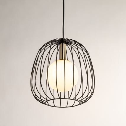 Luster na lanku BELL 1xG9/12W/230V pr. 24 cm čierna/zlatá