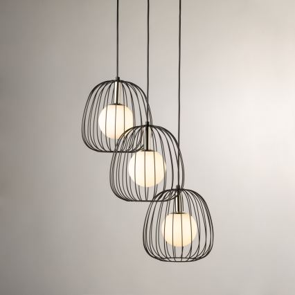 Luster na lanku BELL 3xG9/12W/230V čierna/lesklý chróm