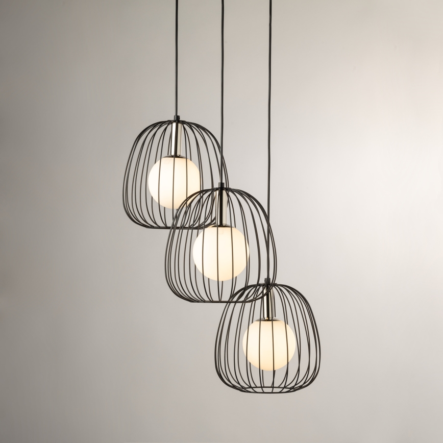 Luster na lanku BELL 3xG9/12W/230V čierna/lesklý chróm