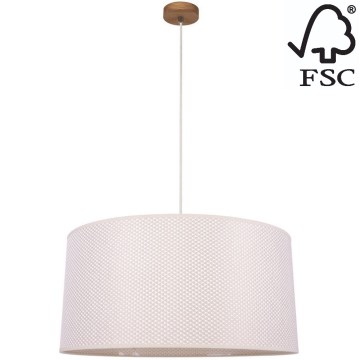 Luster na lanku BENITA 1xE27/40W/230V krémová/dub – FSC certifikované