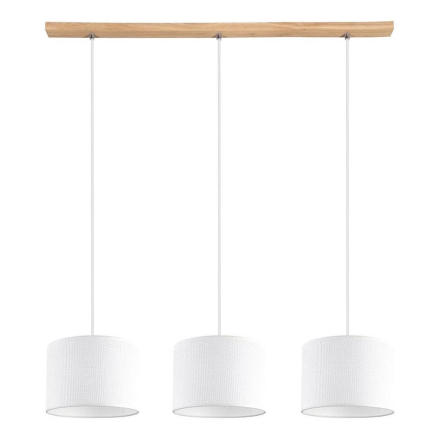 Luster na lanku BENITA 3xE27/40W/230V biela/dub