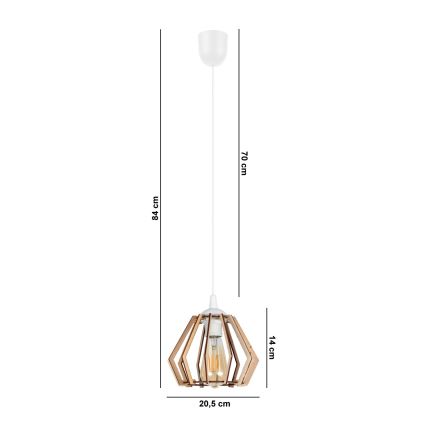 Luster na lanku BERGO 1xE27/60W/230V biela