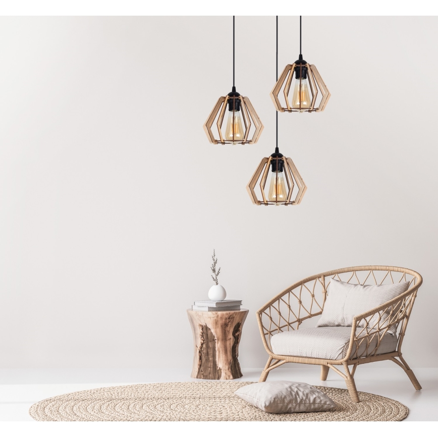 Luster na lanku BERGO 3xE27/60W/230V čierna