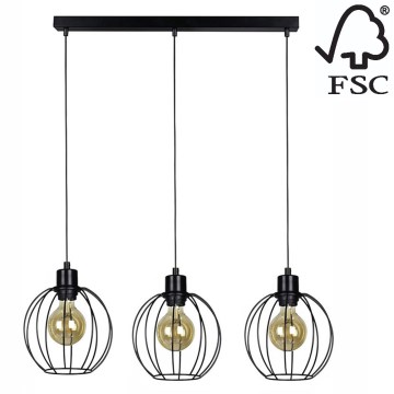 Luster na lanku BERIS 3xE27/60W/230V dub – FSC certifikované