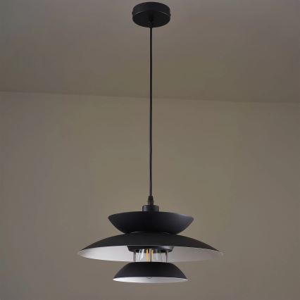 Luster na lanku BERIT 1xE27/20W/230V čierna