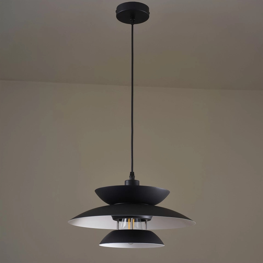 Luster na lanku BERIT 1xE27/20W/230V čierna
