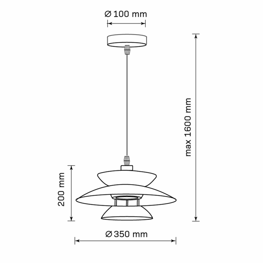 Luster na lanku BERIT 1xE27/20W/230V čierna