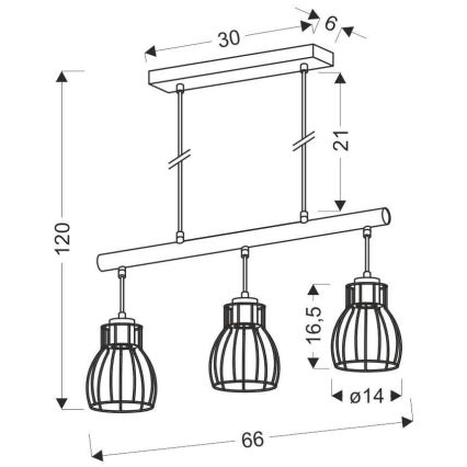 Luster na lanku BERNITA 3xE27/60W/230V