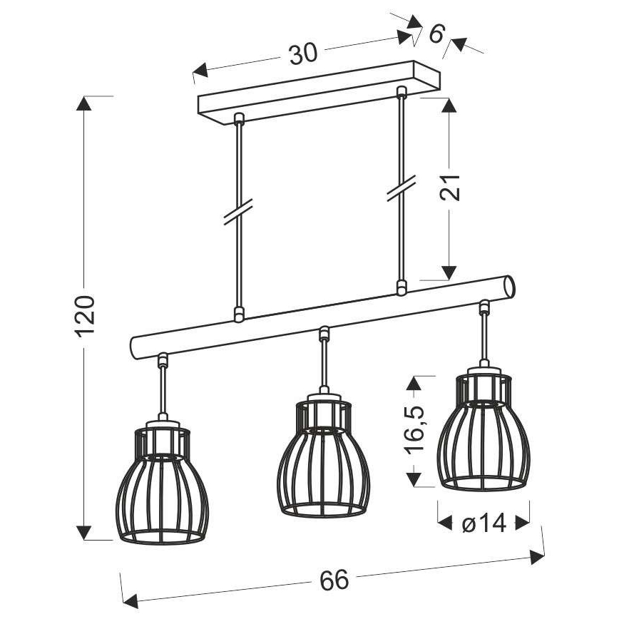 Luster na lanku BERNITA 3xE27/60W/230V