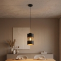 Luster na lanku BOGART 1xE27/15W/230V čierna/zlatá