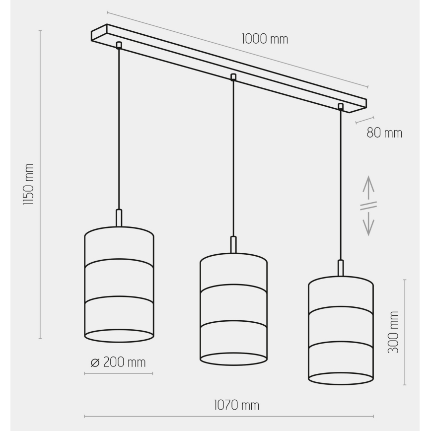 Luster na lanku BOGART 3xE27/15W/230V čierna/zlatá