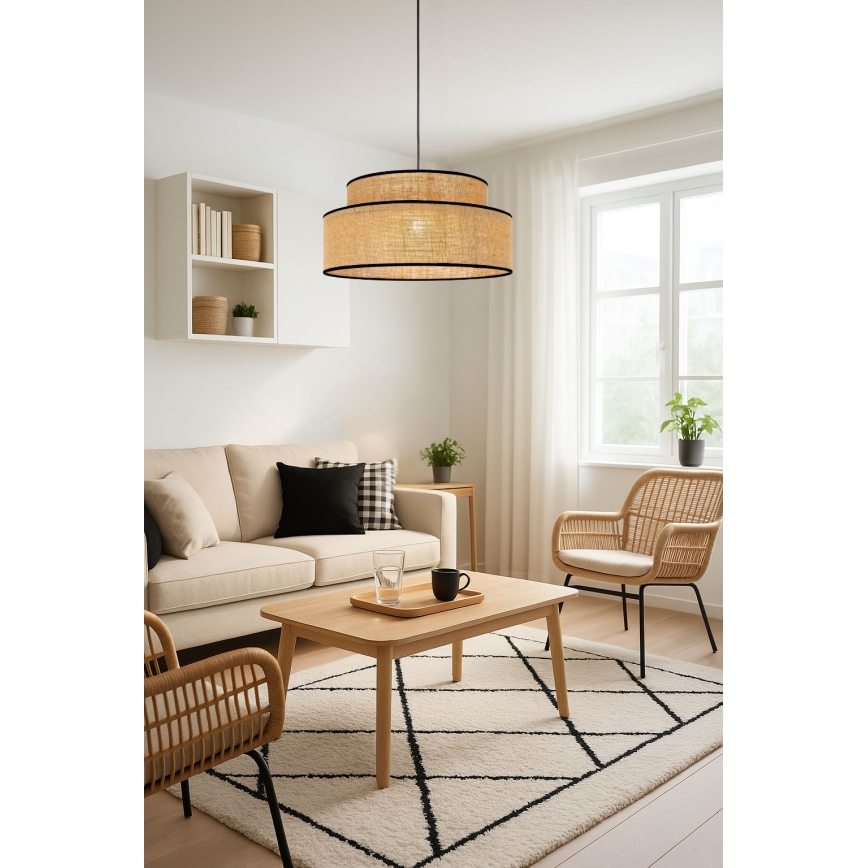 Luster na lanku BOHO 1xE27/60W/230V béžová