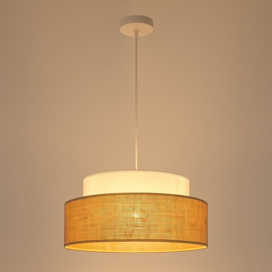 Luster na lanku BOHO 1xE27/60W/230V biela/béžová