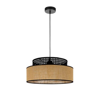 Luster na lanku BOHO 1xE27/60W/230V čierna/ratan
