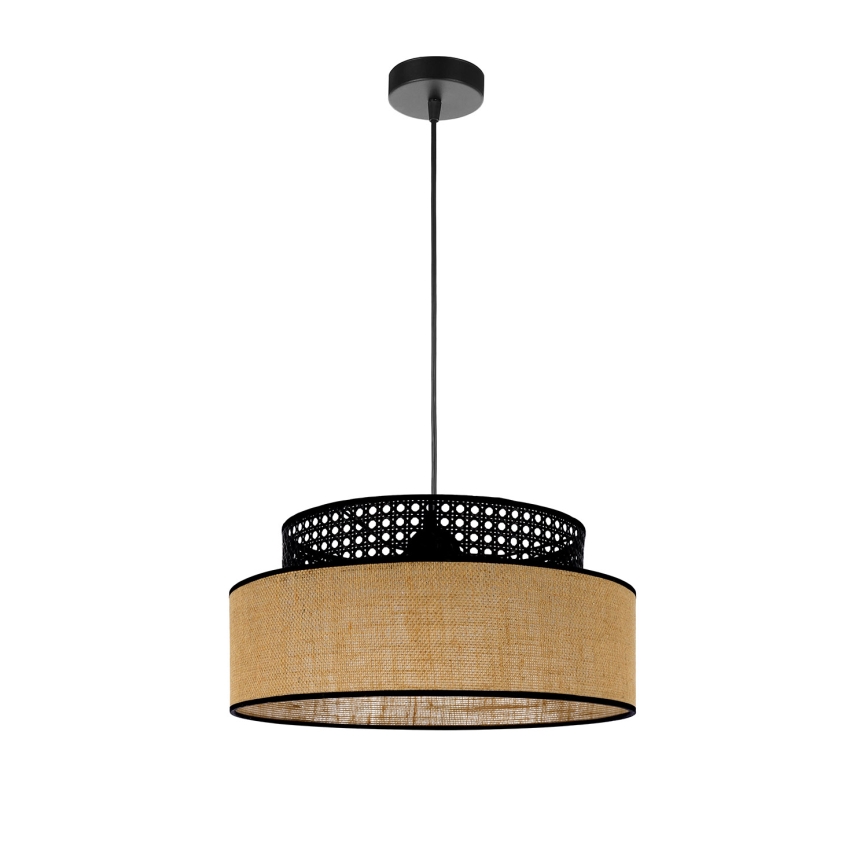 Luster na lanku BOHO 1xE27/60W/230V čierna/ratan