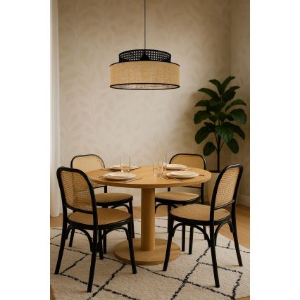 Luster na lanku BOHO 1xE27/60W/230V čierna/ratan