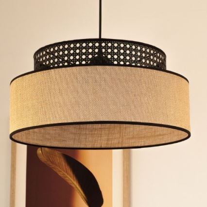 Luster na lanku BOHO 1xE27/60W/230V čierna/ratan