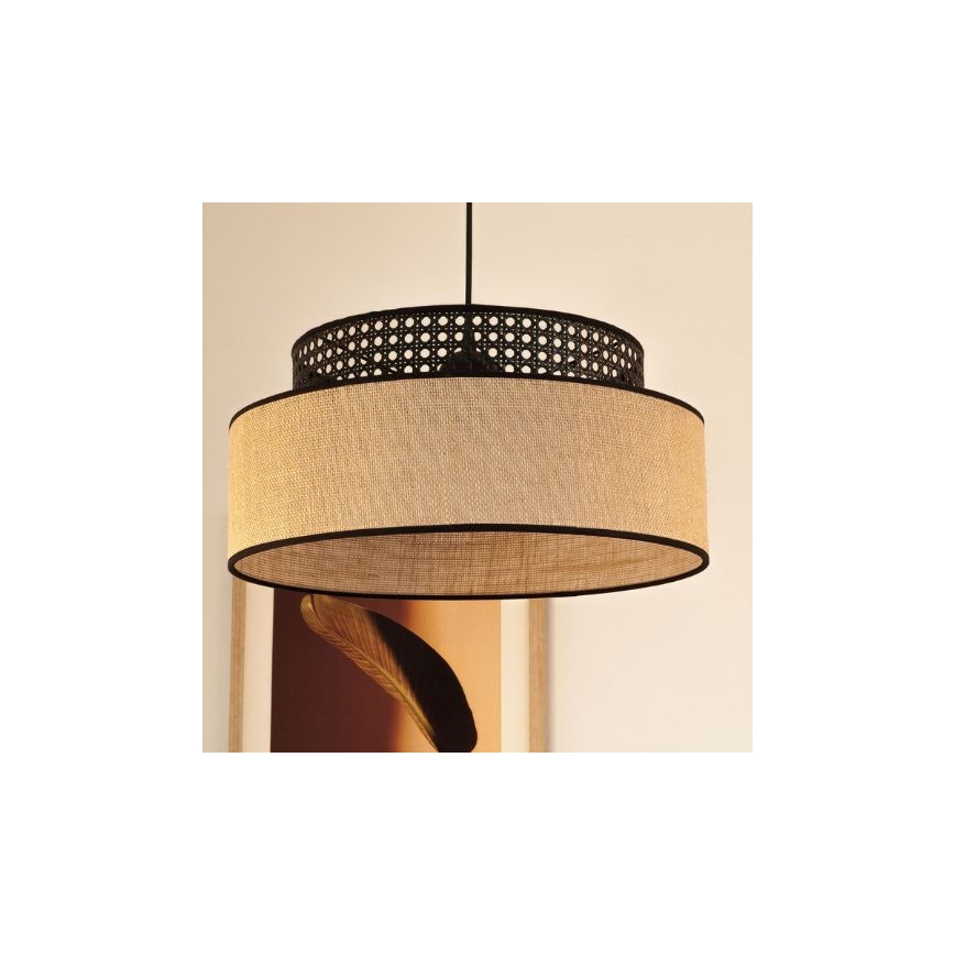 Luster na lanku BOHO 1xE27/60W/230V čierna/ratan