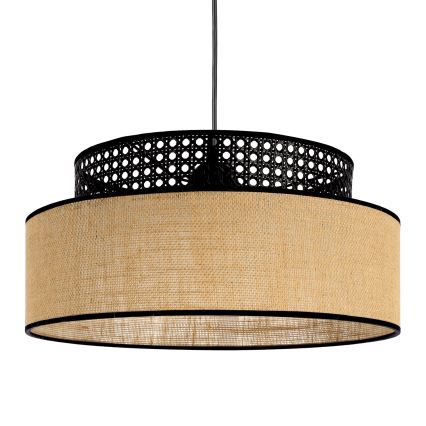 Luster na lanku BOHO 1xE27/60W/230V čierna/ratan