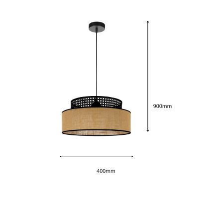 Luster na lanku BOHO 1xE27/60W/230V čierna/ratan