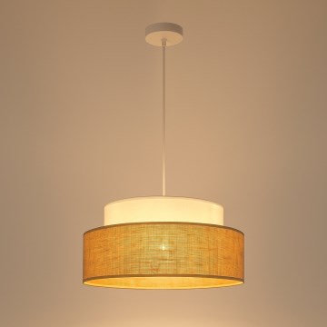 Luster na lanku BOHO 1xE27/60W/230V pr. 40 cm biela/béžová