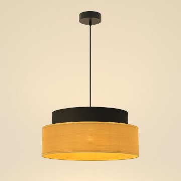Luster na lanku BOHO 1xE27/60W/230V pr. 40 cm čierna/béžová