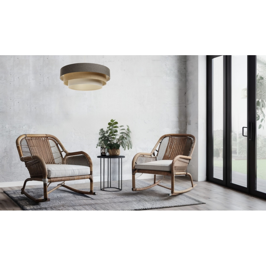 Luster na lanku BOHO TRINITI 1xE27/60W/230V šedá/béžová/krémová