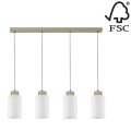 Luster na lanku BOSCO 4xE27/60W/230V breza – FSC certifikované