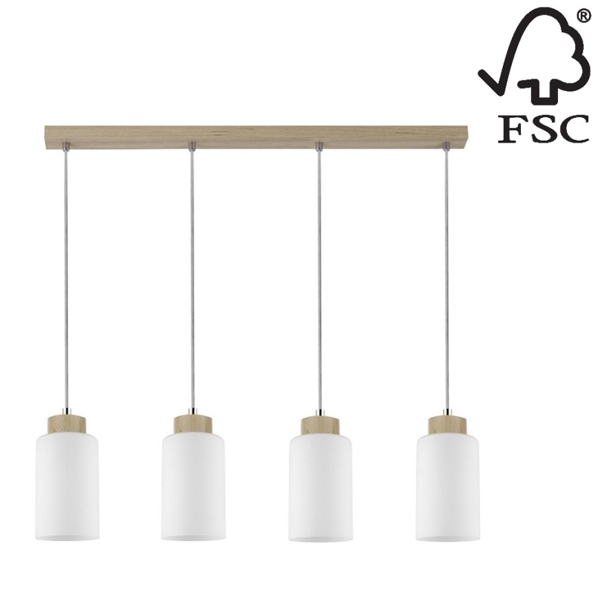 Luster na lanku BOSCO 4xE27/60W/230V breza – FSC certifikované