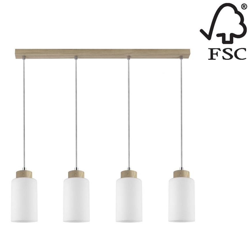Luster na lanku BOSCO 4xE27/60W/230V dub – FSC certifikované
