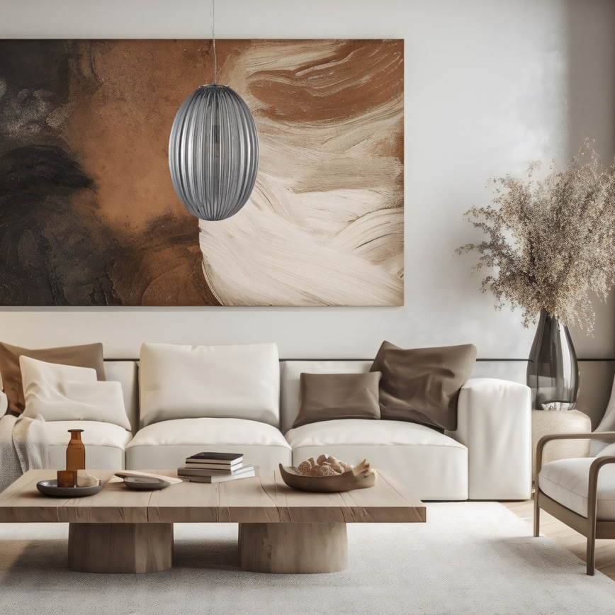 Luster na lanku BRAGA 1xE27/60W/230V šedá