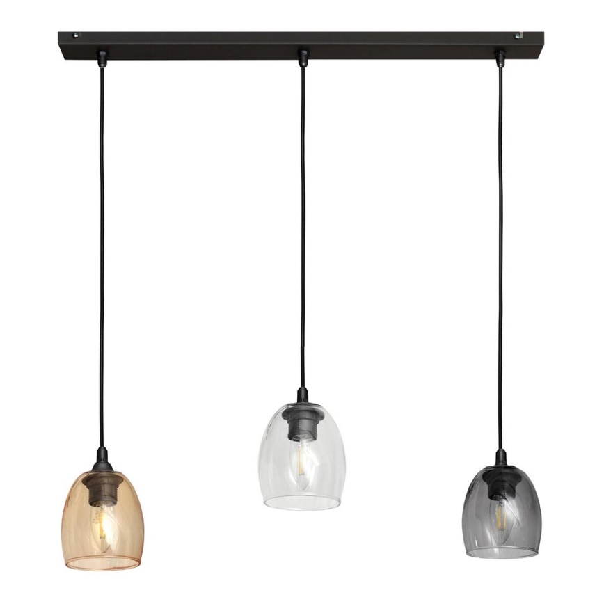 Luster na lanku BRILLANT 3xE27/15W/230V béžová/číra/šedá