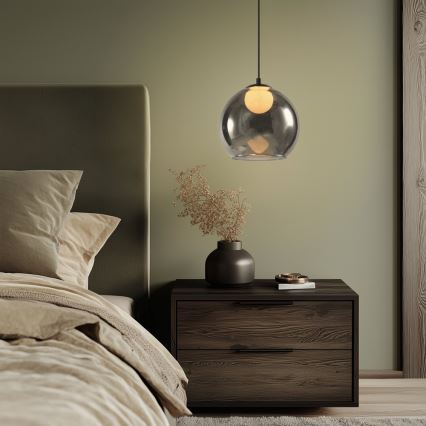 Luster na lanku BRIN 1xG9/15W/230V dymovo čierny