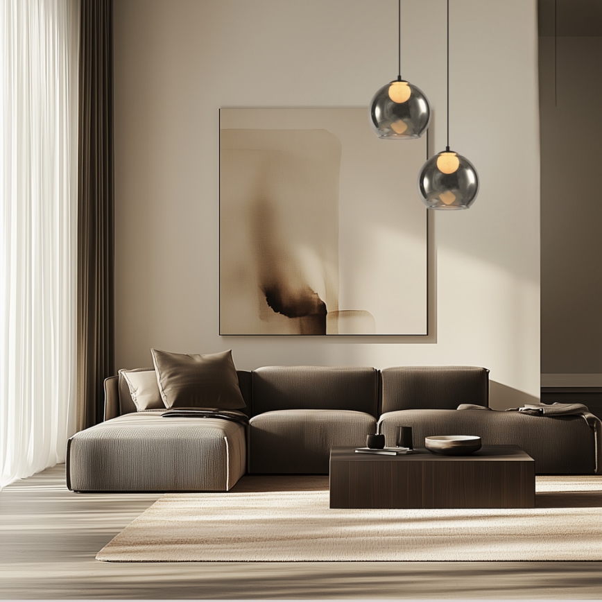 Luster na lanku BRIN 1xG9/15W/230V dymovo čierny