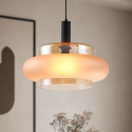 Luster na lanku BRIZI 1xE27/40W/230V béžová/dymová