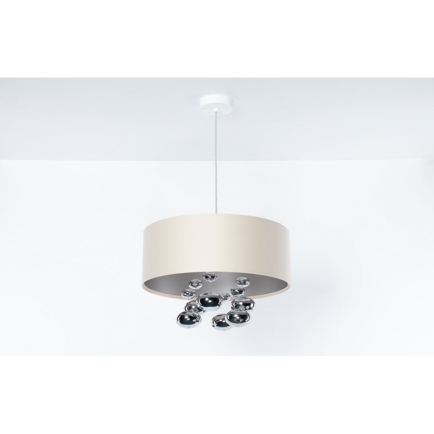 Luster na lanku BUBBLE 1xE27/60W/230V, priemer 50 cm, béžový