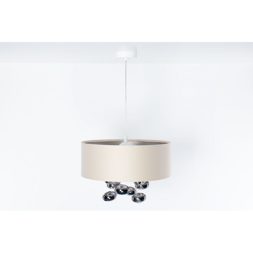 Luster na lanku BUBBLE 1xE27/60W/230V, priemer 50 cm, béžový